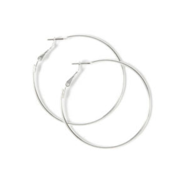 NEW! 2" Silver Hoop Earrings NWT Sterling Silver - Picture 4 of 5